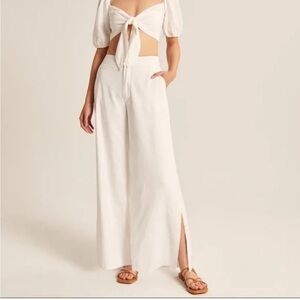 Abercrombie & Fitch Resort Linen-Blend Wide Leg
Pants